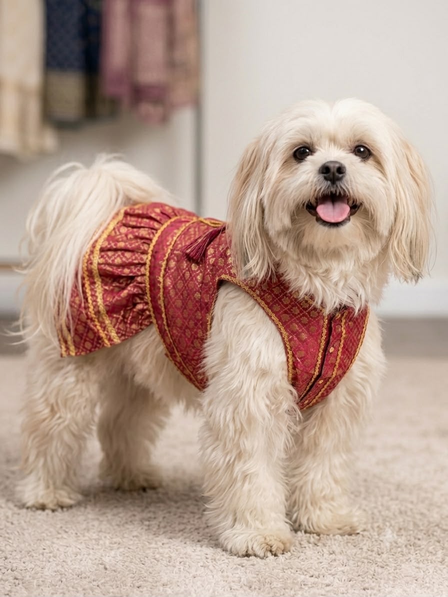 Maroon & Gold- Royal Paws Festive Dress for Female Dogs_127