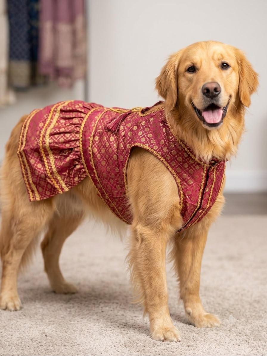 Maroon & Gold- Royal Paws Festive Dress for Female Dogs_127