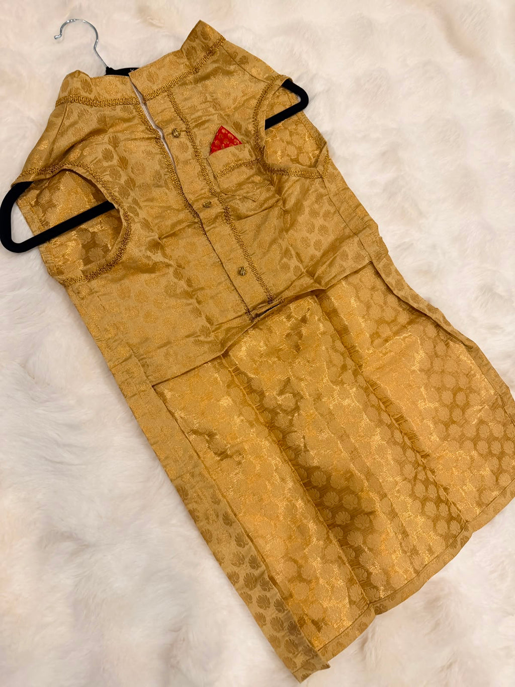 Majestic Paws Gold Royal Vest for Male Dogs - Red Pocket Square Edition_129