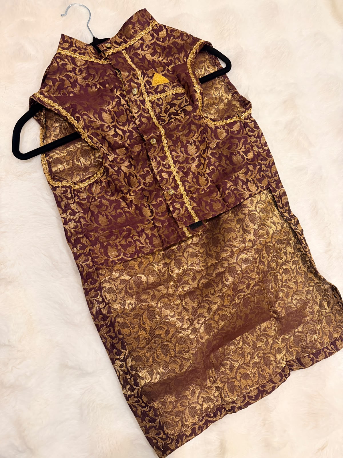 Regal Paws Purple Heritage Dress for Male Dogs- Gold Trim Edition_128