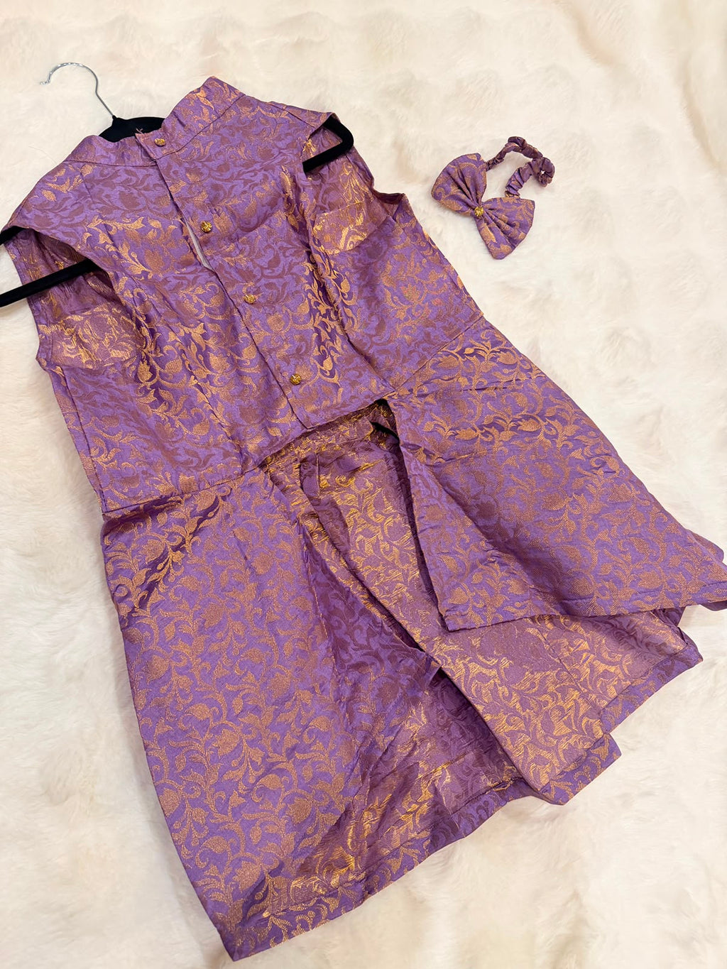 Royal Paws Purple Majesty Dress for Female Dogs - Gold Brocade Edition_130