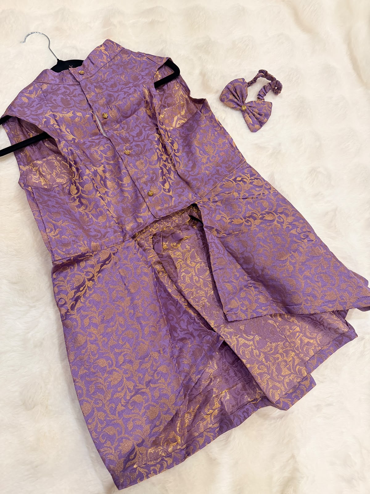 Royal Paws Purple Majesty Dress for Female Dogs - Gold Brocade Edition_130