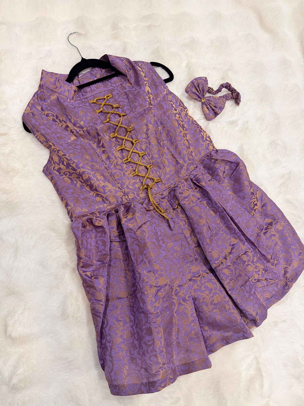 Royal Paws Purple Majesty Dress for Female Dogs - Gold Brocade Edition_130