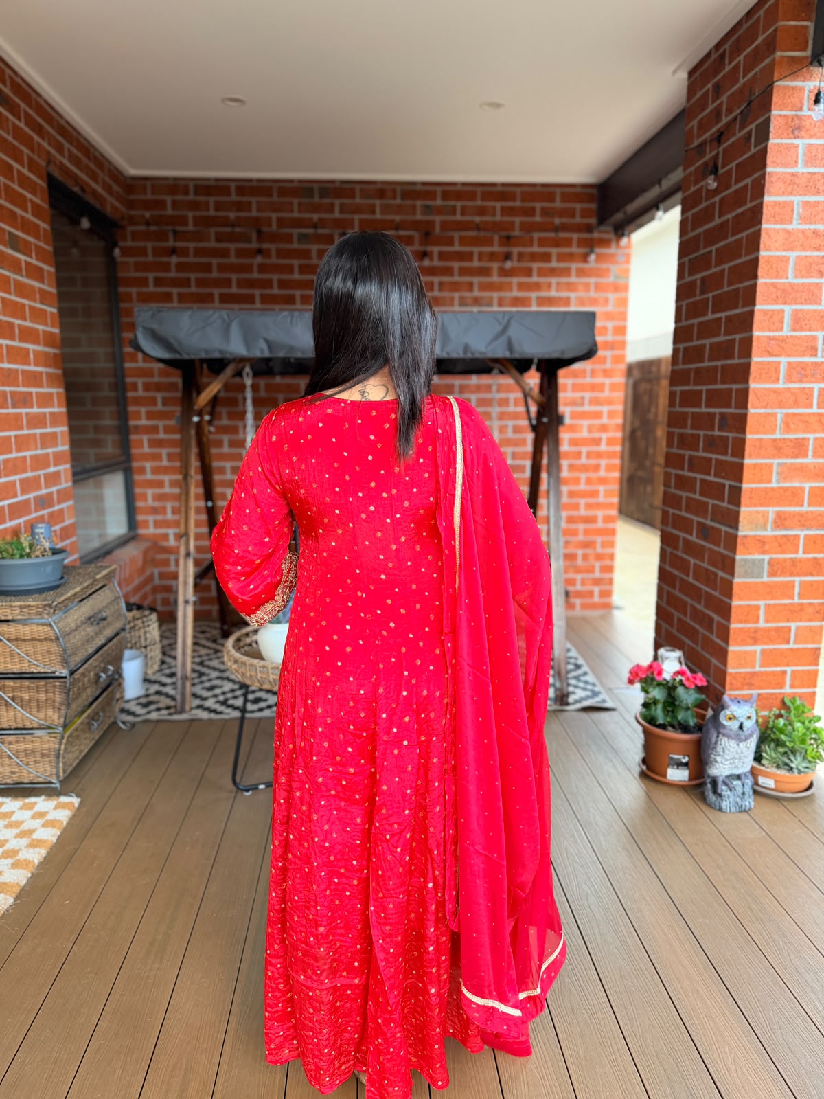 Red Pure Chiffon Embroidered Anarkali Suit_161