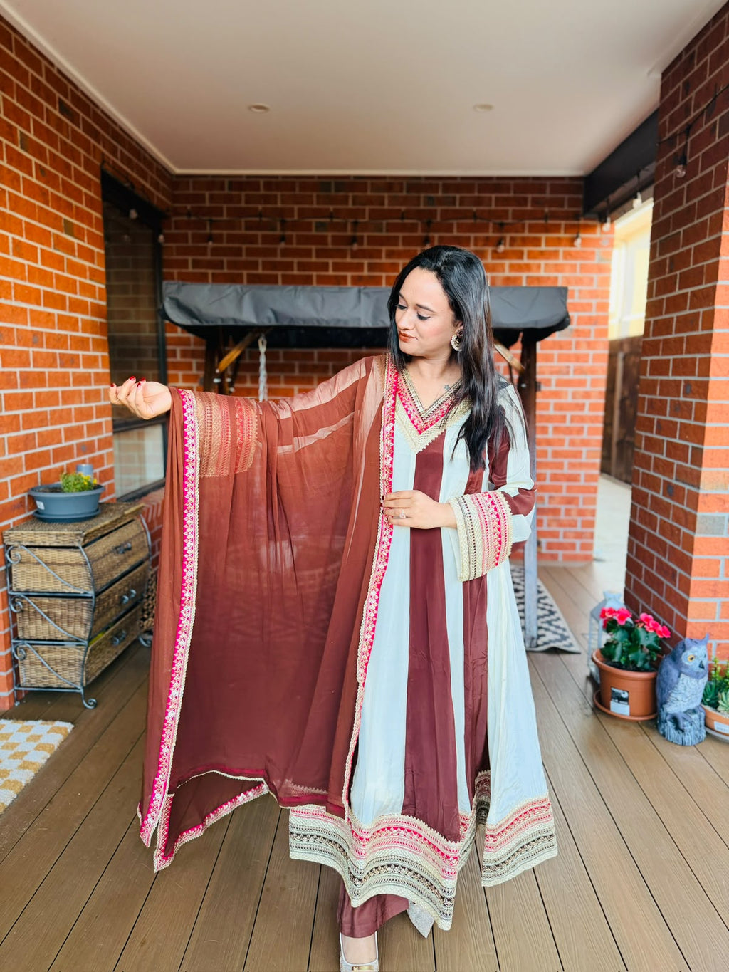 Brown Mist Pure Crepe Anarkali_167