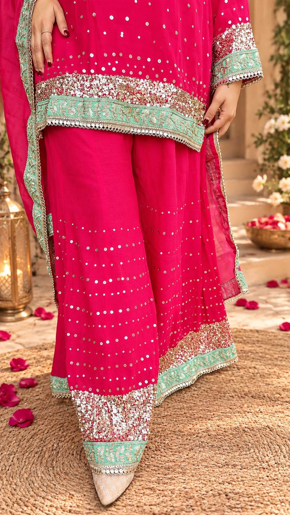 Gulbahaar Pure Chinnon Embroidered Palazzo Set_168