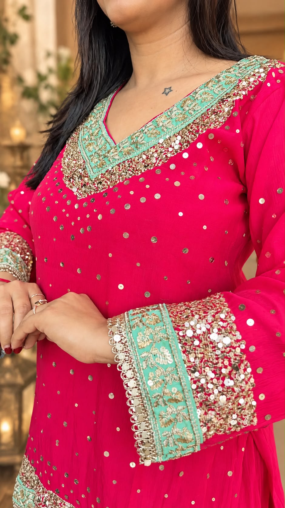Gulbahaar Pure Chinnon Embroidered Palazzo Set_168